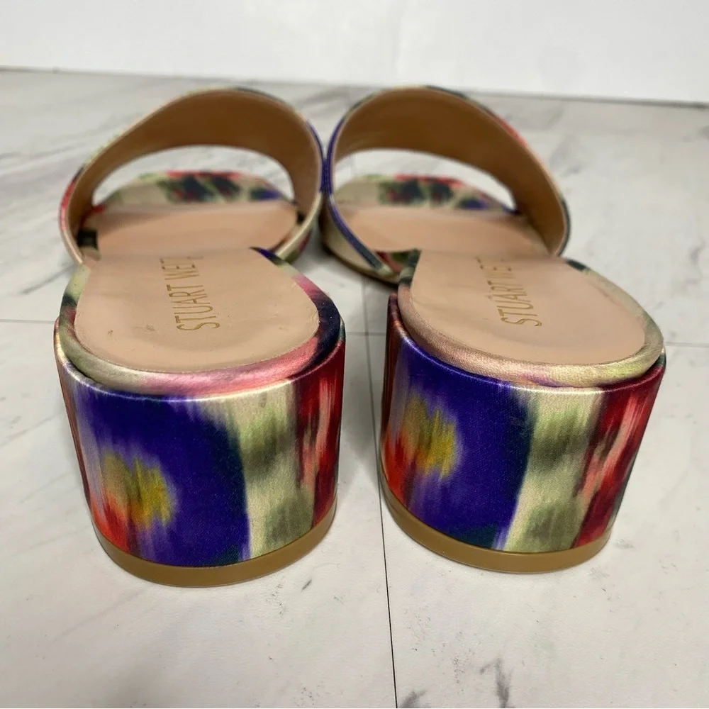 Stuart Weitzman Cayman 35 Square Toe Multicolor Block Heel Sandal 9 1/2 B - Picture 4 of 14